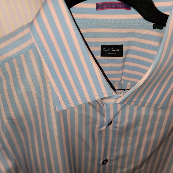 3 Paul Smith Italy dress shirts XL/17.5 pink, blue, lime - Picture 4 of 10